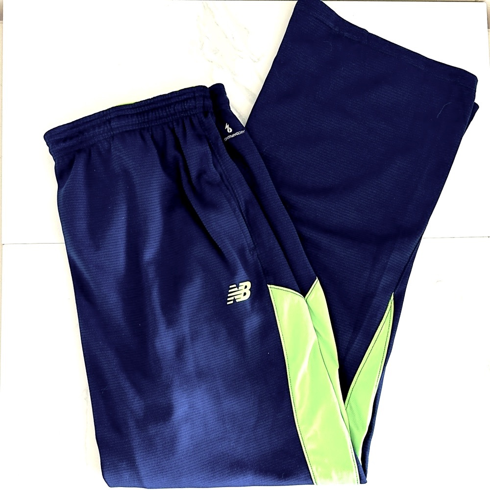 New Balance Track Pants L Basketball Warmups Seahawks Colors Navy Neon Green